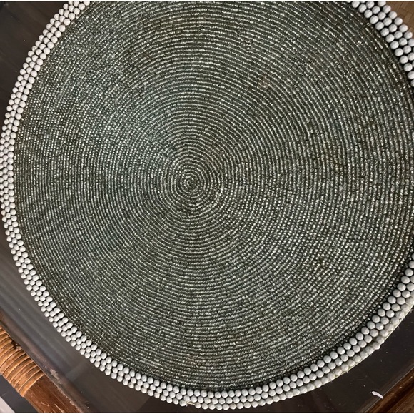 Pier1 Imports Vintage 15” Round  Beaded Placemat - Picture 4 of 5